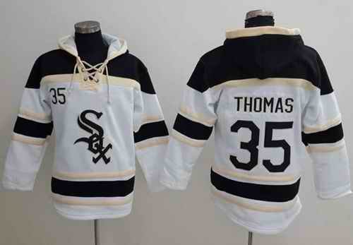 White Sox #35 Frank Thomas White Sawyer Hooded Sweatshirt MLB Hoodie