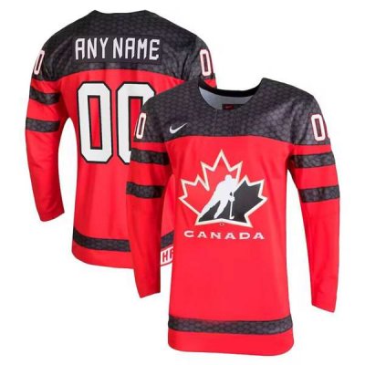 Men's Canada Custom Red Stitched Jersey