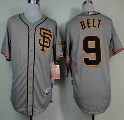 Giants #9 Brandon Belt Grey Road 2 Cool Base Stitched MLB Jersey