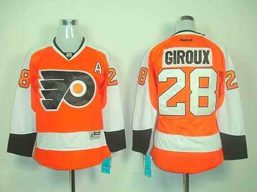 Flyers #28 Claude Giroux Orange Women's Home Stitched NHL Jersey