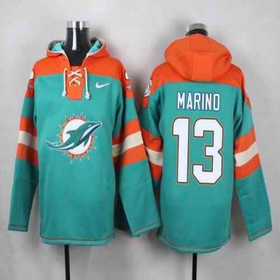 Nike Dolphins #13 Dan Marino Aqua Green Player Pullover NFL Hoodie