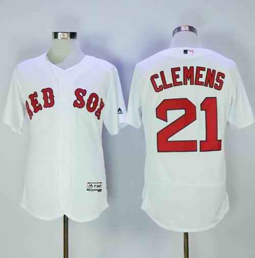 Red Sox #21 Roger Clemens White Flexbase Authentic Collection Stitched MLB Jersey