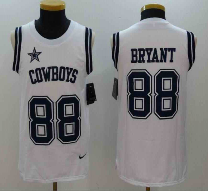 Men's Dallas Cowboys Customized White Limited Rush Tank Top Stitched Jersey