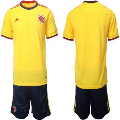 Men's Columbia Blank Yellow Home Soccer Jersey Suit