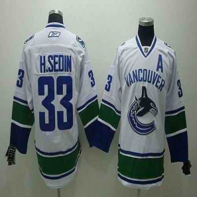 Canucks #33 Henrik Sedin Stitched White Stitched Youth NHL Jersey