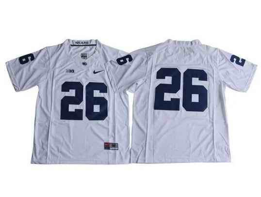 Men's Penn State Nittany Lions #26 Saquon Barkley White Stitched Jersey