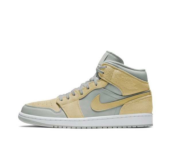 Men's Running Weapon Air Jordan 1 Grey/Yellow Shoes 266