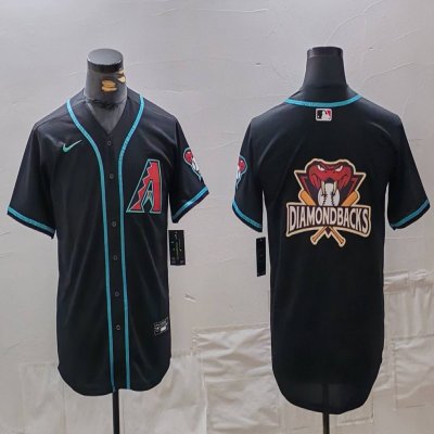 Men's Arizona Diamondbacks Black Team Big Logo Cool Base Stitched Baseball Jersey