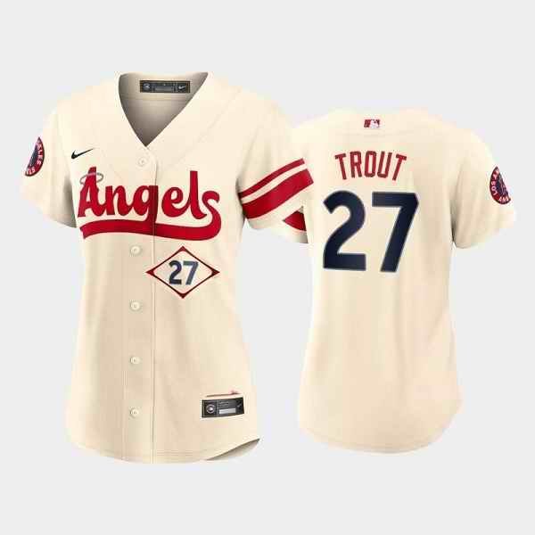 Women's Los Angeles Angels #27 Mike Trout 2022 Cream City Connect Stitched Baseball Jersey(Run Small)