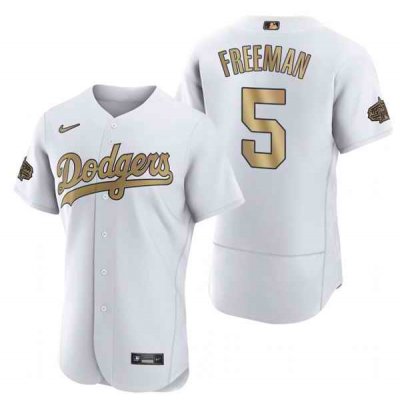 Men's Los Angeles Dodgers #5 Freddie Freeman 2022 All-Star White Flex Base Stitched Baseball Jersey