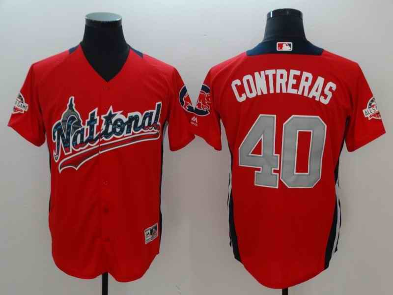 National League #40 Willson Contreras Red 2018 MLB All-Star Game Home Run Derby Player Jersey