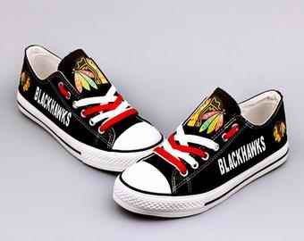 Women's Chicago Blackhawks Repeat Print Low Top Sneakers 002