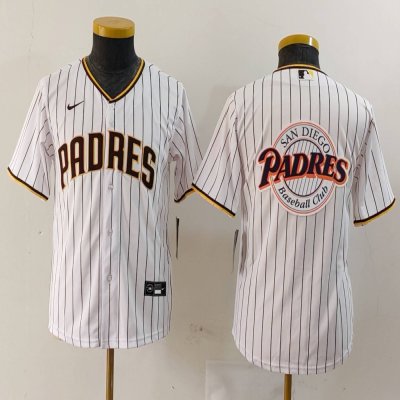 Youth San Diego Padres Team Big Logo White Stitched Baseball Jersey