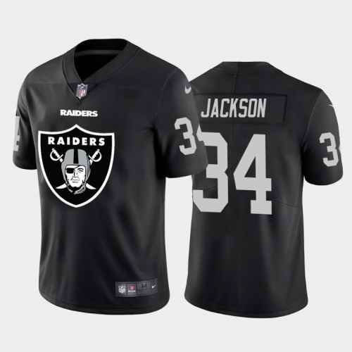 Men's Oakland Raiders #34 Bo Jackson Black 2020 Team Big Logo Limited Stitched Jersey