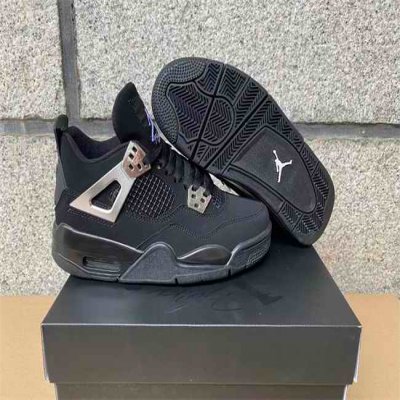 Women's Running weapon Air Jordan 4 Black Shoes 095