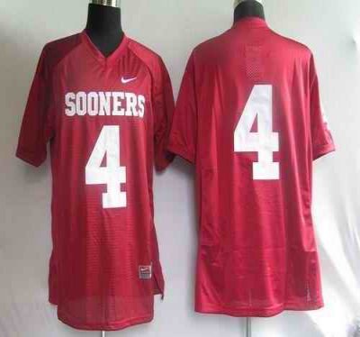 Sooners #4 Red Stitched NCAA Jersey