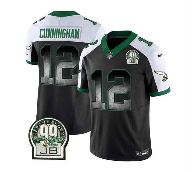 Men's Philadelphia Eagles #12 Randall Cunningham Black/White 2023 F.U.S.E. Throwback Vapor Untouchable Limited Stitched Football Jersey