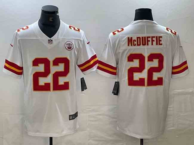 Men's Kansas City Chiefs #22 Trent McDuffie White Vapor Untouchable Limited Stitched Football Jersey