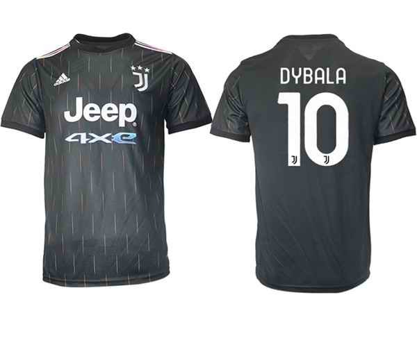 Men's Juventus #10  Paulo Dybala Black Away Soccer Jersey