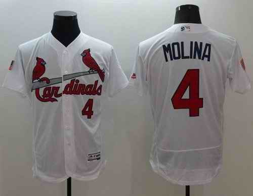 Cardinals #4 Yadier Molina White Fashion Stars & Stripes Flexbase Authentic Stitched MLB Jersey