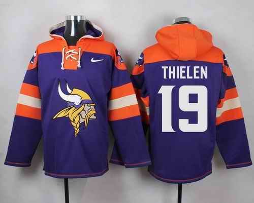 Nike Vikings #19 Adam Thielen Purple Player Pullover NFL Hoodie