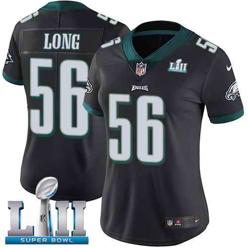 Women's Philadelphia Eagles # 56 Chris Long Black Super Bowl LII Bound Patch Game Event Stitched NFL Jersey