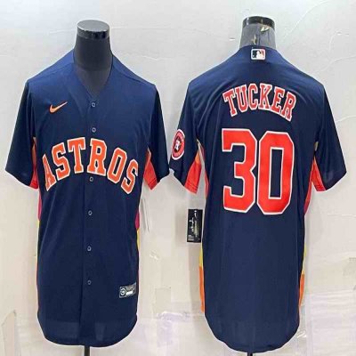 Men's Houston Astros #30 Kyle Tucker Navy With Patch Cool Base Stitched Jersey