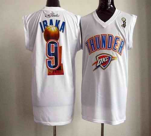 2012 NBA Finals Thunder #9 Serge Ibaka White Stitched NBA Jersey