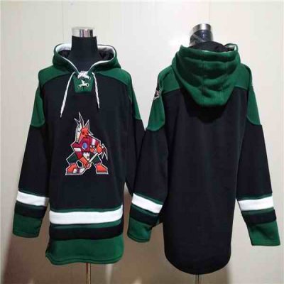 Men's Arizona Coyotes Blank Black/Green Ageless Must-Have Lace-Up Pullover Hoodie