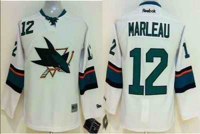 Sharks #12 Patrick Marleau White Stitched Youth NHL Jersey