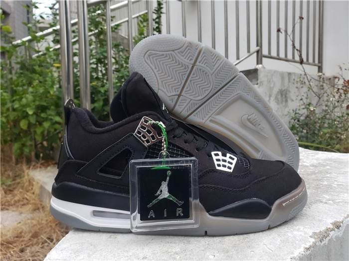 Men's Running weapon Air Jordan 4 Black Shoes 0127