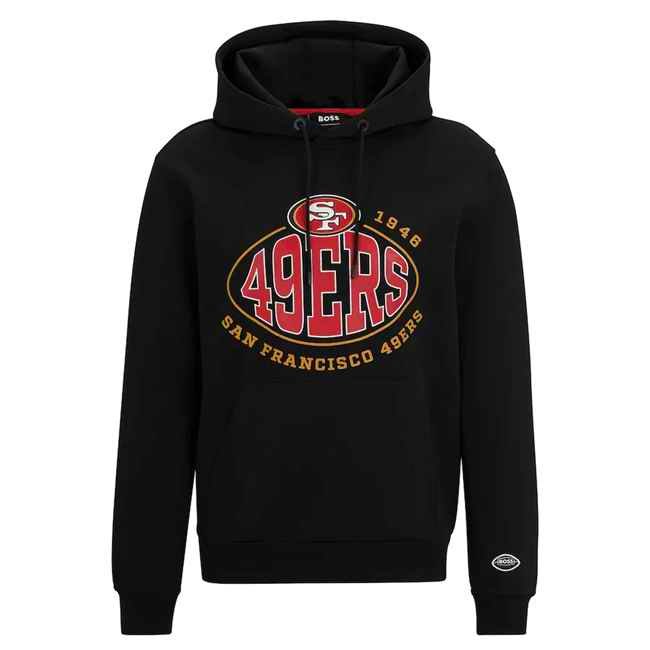 Men's San Francisco 49ers Black  BOSS X Touchback Pullover Hoodie