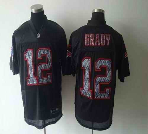 Sideline Black United Patriots #12 Tom Brady Black Stitched Youth NFL Jersey