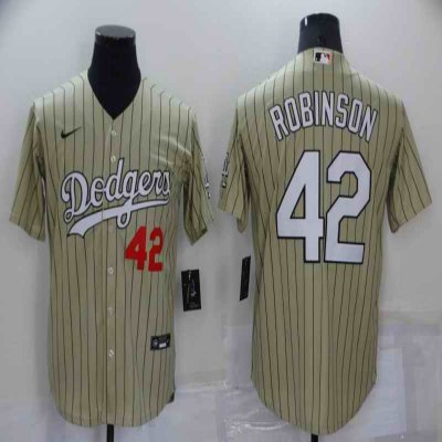 Men's Los Angeles Dodgers #42 Jackie Robinson Cream Cool Base Stitched Jersey