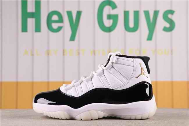 Women's Running weapon Air Jordan 11 Black/White Shoes Leather 018