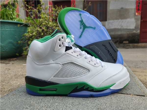 Men's Running Weapon Air Jordan 5 White/Green Shoes 072