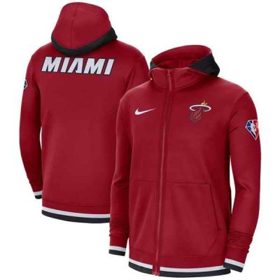 Men's Miami Heat Red 75th Anniversary Performance Showtime Full-Zip Hoodie Jacket