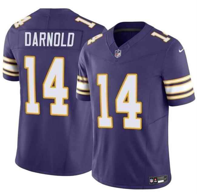 Men's Minnesota Vikings #14 Sam Darnold Purple 2024 F.U.S.E. Throwback Vapor Untouchable Limited Stitched Jersey