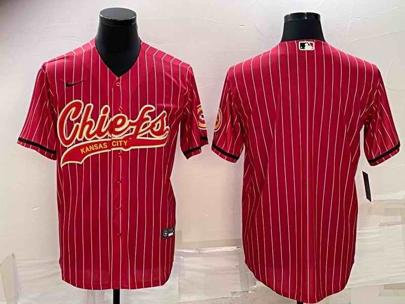 Men's Kansas City Chiefs Blank Red With Patch Cool Base Stitched Baseball Jersey