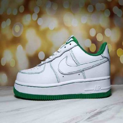 Women's Air Force 1 White/Green Shoes 0134