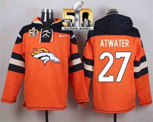 Nike Broncos #27 Steve Atwater Orange Super Bowl 50 Player Pullover NFL Hoodie