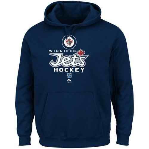 Winnipeg Jets Majestic Critical Victory Pullover Hoodie Sweatshirt Navy Blue