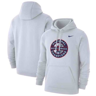 Men's UConn Huskies White 2024 Back-To-Back Basketball National Champions Club Fleece Pullover Hoodie