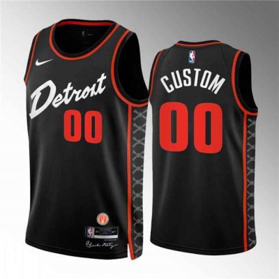 Men's Detroit Pistons Active Player Custom Black 2023/24 City Edition Stitched Basketball Jersey