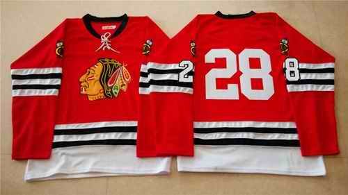 Mitchell And Ness 1960-61 Blackhawks #28 Steve Larmer Red Stitched NHL Jersey