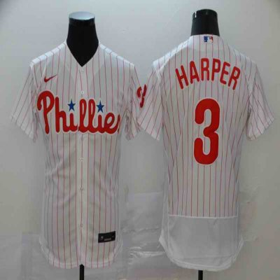 Men's Philadelphia Phillies #3 Bryce Harper White Flex Base Stitched MLB Jersey