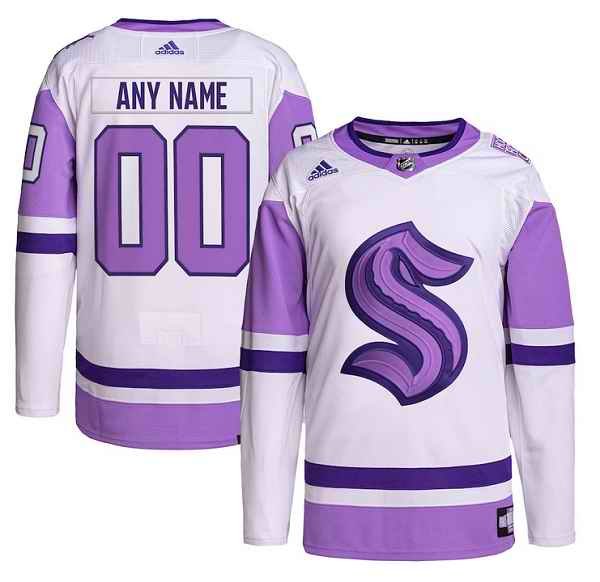 Men's Seattle Kraken Custom White/Purple Stitched Jersey