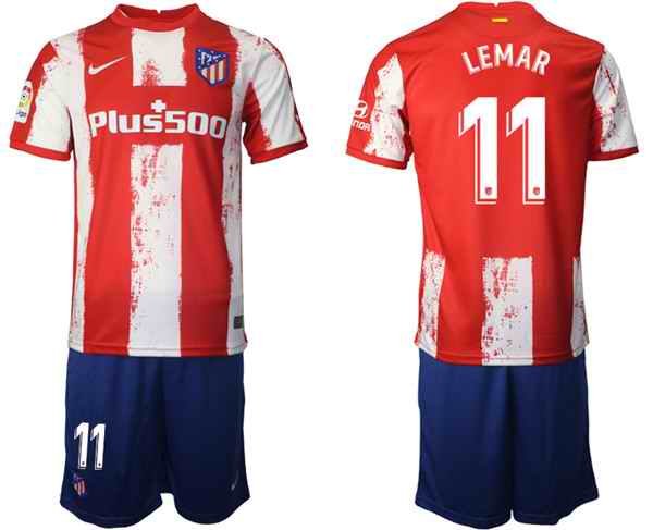 Men's Athletic De Madrid #11 Thomas Lemar Red/White Home Soccer Jersey Suit