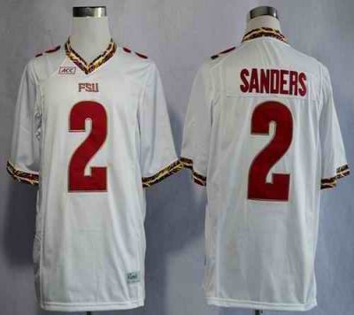 Seminoles #2 Deion Sanders White New Stitched NCAA Jersey