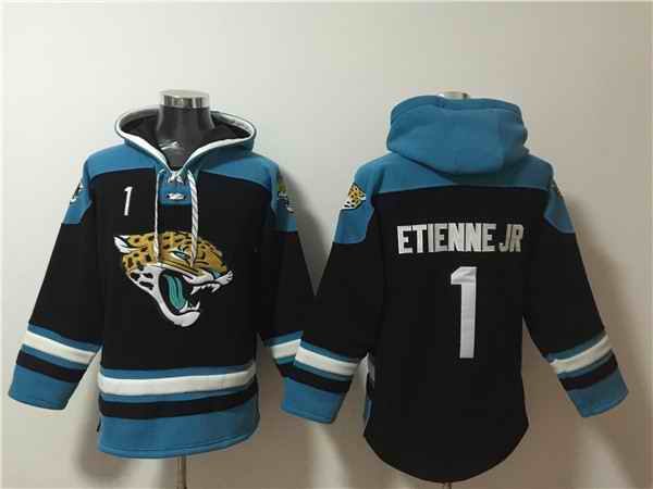 Men's Jacksonville Jaguars #1 Travis Etienne Jr. Black Ageless Must-Have Lace-Up Pullover Hoodie